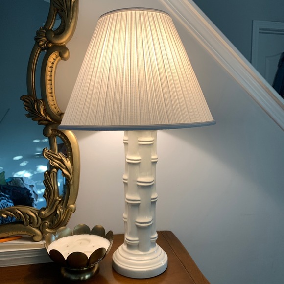 Other - Vintage Bamboo Ceramic Table Lamp White Hollywood Regency